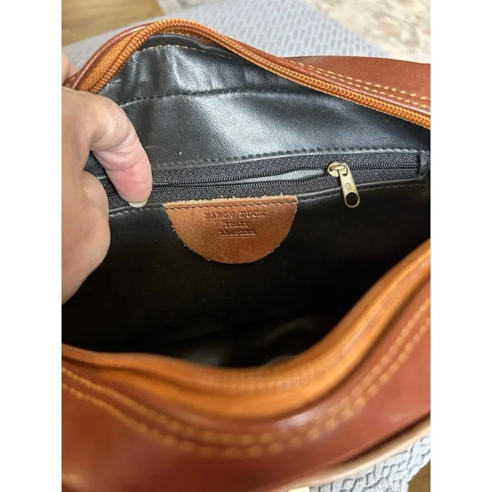 Baron Duck Brown Italian Leather Purse With Tags Handbag Crossbody Classy